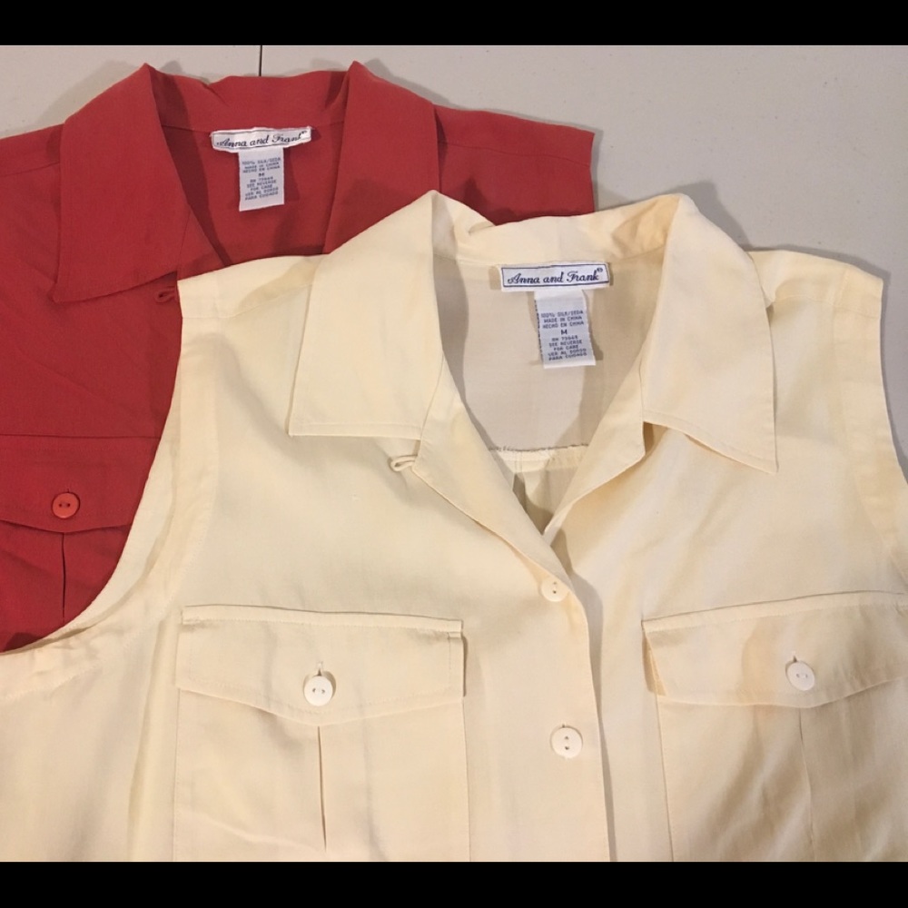 👚 Lot of 2 Anna & Frank Silk Blouses Tops MEDIUM
